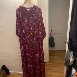Fuschia, Boho, Tiered Maxi Dress